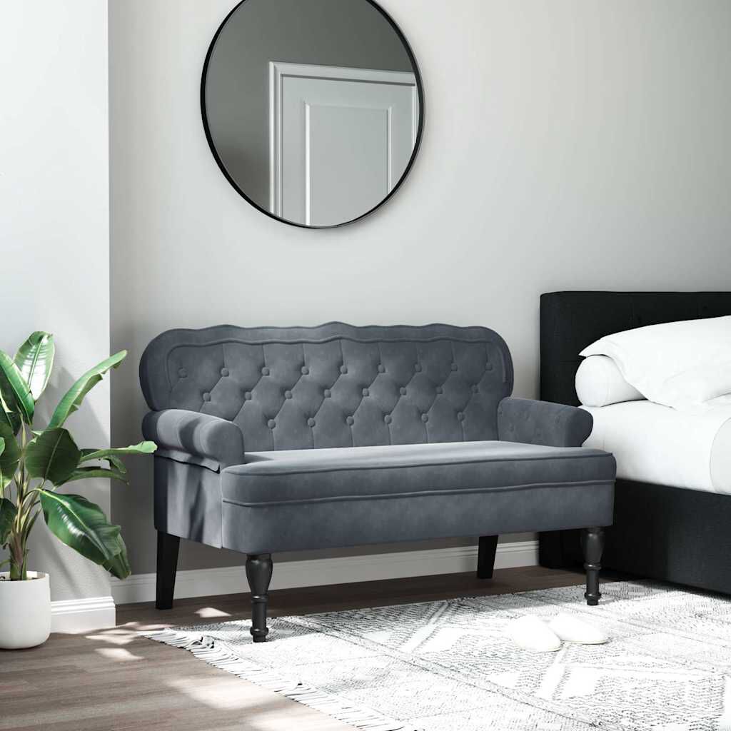 vidaXL Bench with Backrest Dark Grey 119.5x64.5x75 cm Velvet