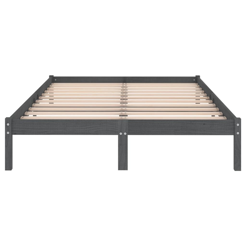 vidaXL Bed Frame without Mattress Grey Solid Wood 140x200 cm
