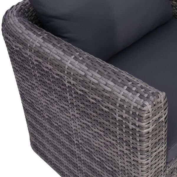 vidaXL 6 Piece Garden Sofa Set with Cushions & Pillows Poly Rattan Grey