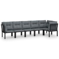 vidaXL 6 Piece Garden Lounge Set Black and Grey Poly Rattan,  vidaXL 6 Piece Garden Lounge Set Black and Grey Poly Rattan