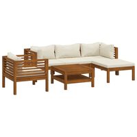 vidaXL 6 Piece Garden Lounge Set with Cream Cushion Solid Acacia Wood, cream vidaXL 6 Piece Garden Lounge Set with Cream Cushion Solid Acacia Wood
