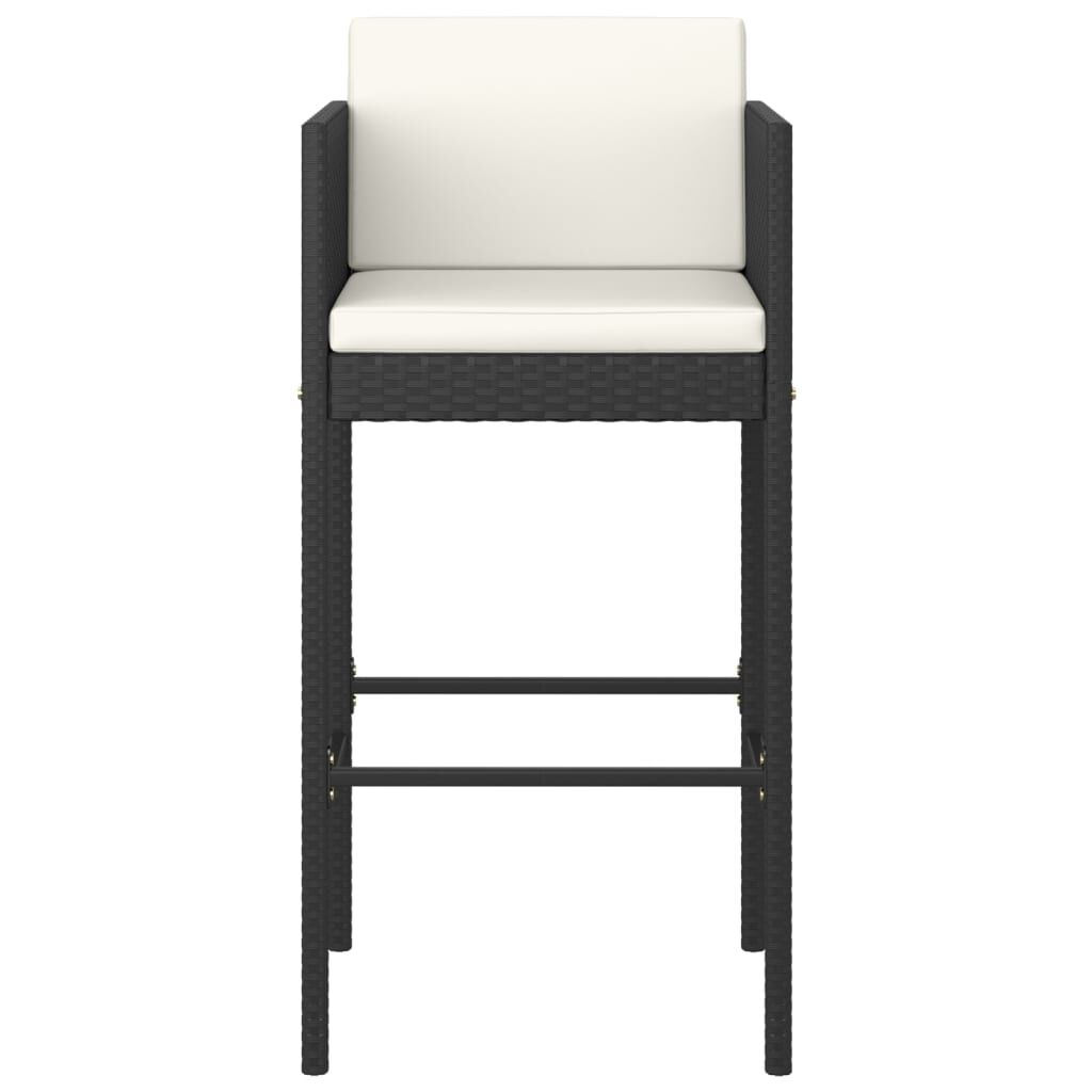 vidaXL Bar Stools 2 pcs with Cushions Black Poly Rattan