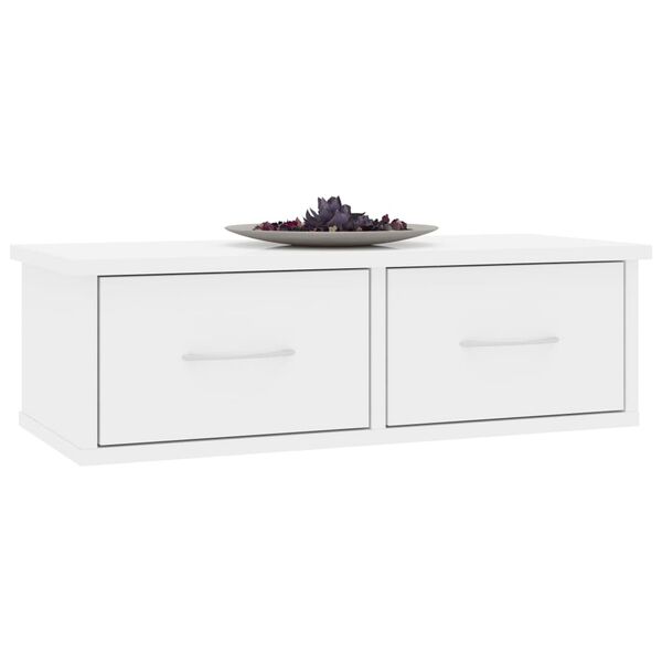 vidaXL Wall-mounted Drawer Shelf High Gloss White 60x26x18.5 cm Engineered Wood
