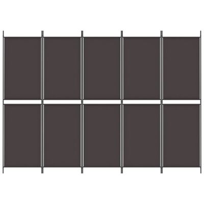 vidaXL 5-Panel Room Divider Brown 250x180 cm Fabric, brown vidaXL 5-Panel Room Divider Brown 250x180 cm Fabric