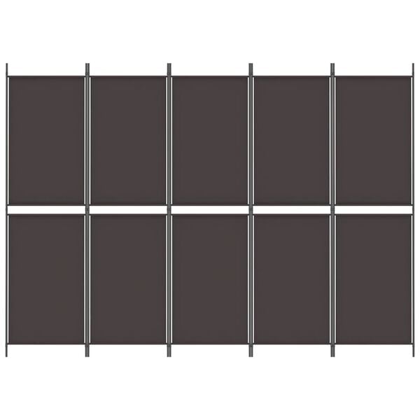 vidaXL 5-Panel Room Divider Brown 250x180 cm Fabric