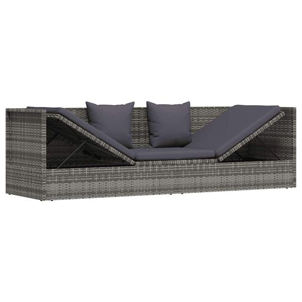 vidaXL Garden Bed Grey 200x60 cm Poly Rattan