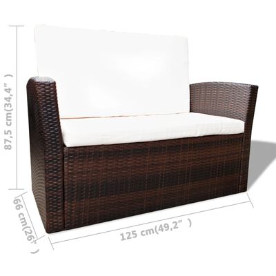 vidaXL 4 Piece Garden lounge set with Cushions Poly Rattan Brown, brown vidaXL 4 Piece Garden lounge set with Cushions Poly Rattan Brown