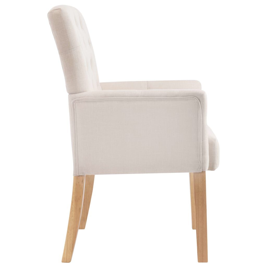 vidaXL Dining Chairs with Armrests 2 pcs Beige Fabric