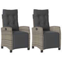 vidaXL Reclining Garden Chairs 2 pcs with Footrest Grey Poly Rattan, grey vidaXL Reclining Garden Chairs 2 pcs with Footrest Grey Poly Rattan