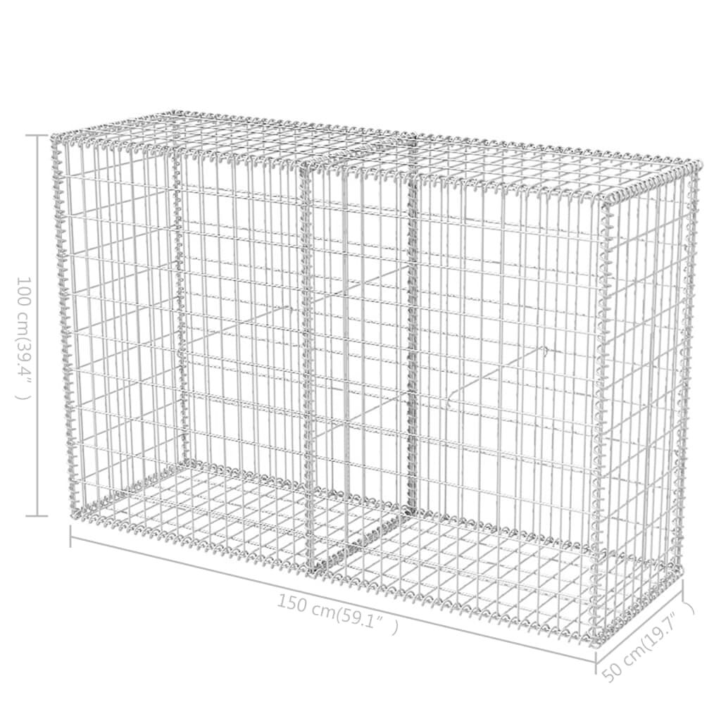 vidaXL Gabion Basket Galvanised Steel 150x50x100 cm