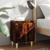 vidaXL Bed Cabinet with Solid Wood Legs Smoked Oak 40x30x50 cm