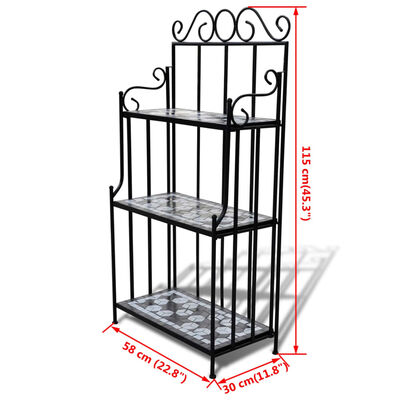 Plant Stand Plant Display Black White Mosaic Pattern, black Plant Stand Plant Display Black White Mosaic Pattern