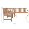 vidaXL Garden Corner Bench 185x185x90 cm Solid Teak Wood