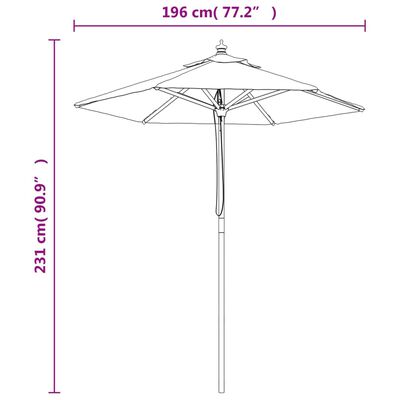 vidaXL Garden Parasol with Wooden Pole Sand 196x231 cm