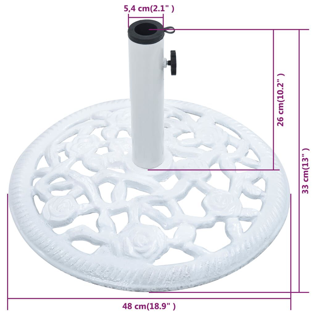 vidaXL Umbrella Base White 12 kg 48 cm Cast Iron