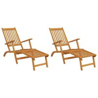 vidaXL Outdoor Deck Chairs with Footrests 2 pcs Solid Wood Acacia