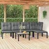 vidaXL 6 Piece Garden Lounge Set Black and Grey Poly Rattan