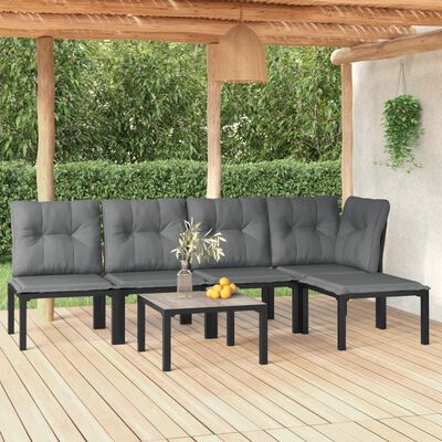 vidaXL 6 Piece Garden Lounge Set Black and Grey Poly Rattan,  vidaXL 6 Piece Garden Lounge Set Black and Grey Poly Rattan