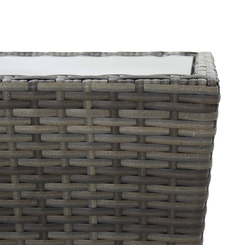 vidaXL 3 Piece Bistro Set Poly Rattan and Tempered Glass Grey