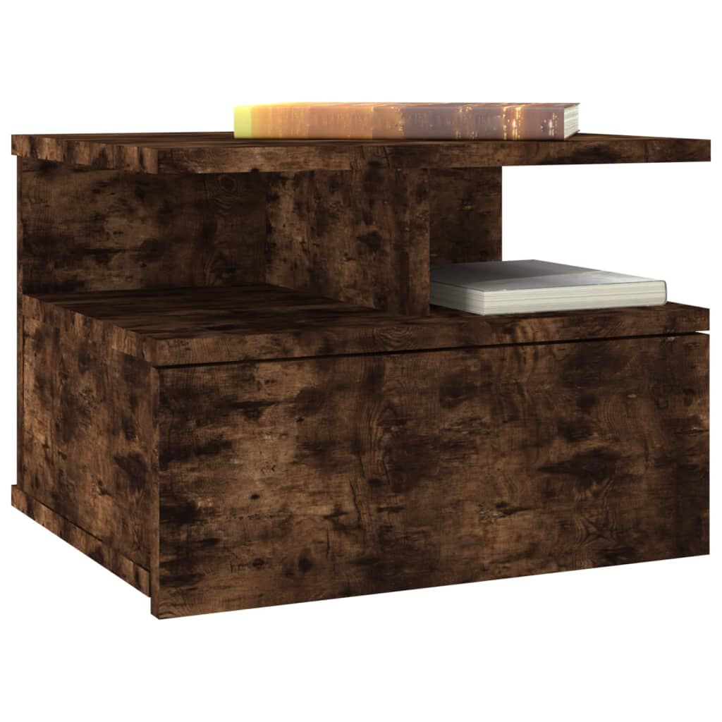 vidaXL Floating Nightstand 2 pcs Smoked Oak 40x31x27 cm Engineered Wood