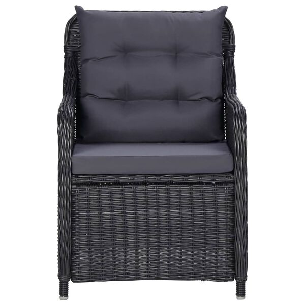 vidaXL Garden Chairs 2 pcs with Cushions Poly Rattan Black