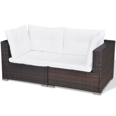 vidaXL 5 Piece Garden Lounge Set with Cushions Poly Rattan Brown, brown vidaXL 5 Piece Garden Lounge Set with Cushions Poly Rattan Brown