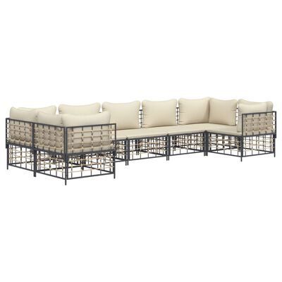 vidaXL 7 Piece Garden Lounge Set with Cushions Anthracite Poly Rattan,  vidaXL 7 Piece Garden Lounge Set with Cushions Anthracite Poly Rattan