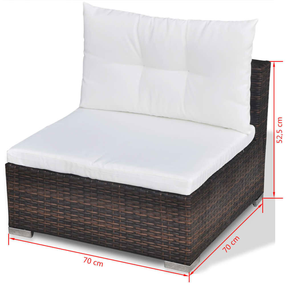 vidaXL 10 Piece Garden Lounge Set with Cushions Poly Rattan Brown