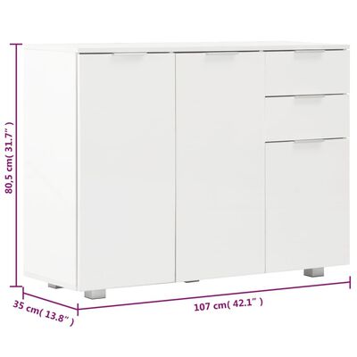 vidaXL Sideboard High Gloss White 107x35x80.5 cm, white vidaXL Sideboard High Gloss White 107x35x80.5 cm