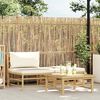 vidaXL 3 Piece Garden Lounge Set with Cream White Cushions Bamboo