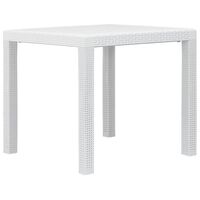 vidaXL Garden Table White 79x79x72 cm Plastic Rattan Look, white vidaXL Garden Table White 79x79x72 cm Plastic Rattan Look