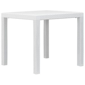 vidaXL Garden Table White 79x79x72 cm Plastic Rattan Look