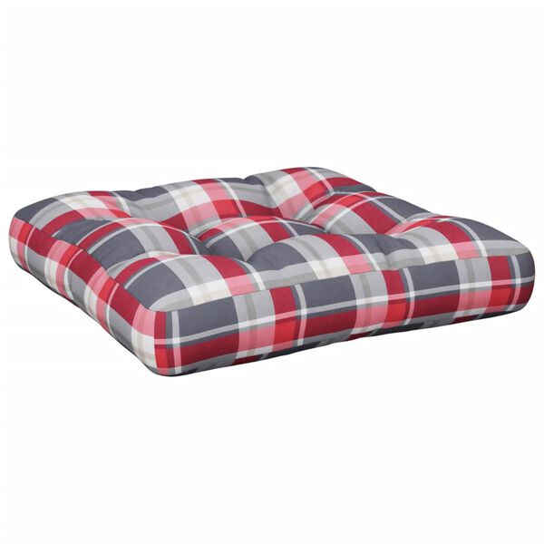 vidaXL Pallet Cushions 2 pcs Red Check Pattern Fabric
