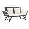 vidaXL Garden Bench with Cushions 176 cm Black Poly Rattan