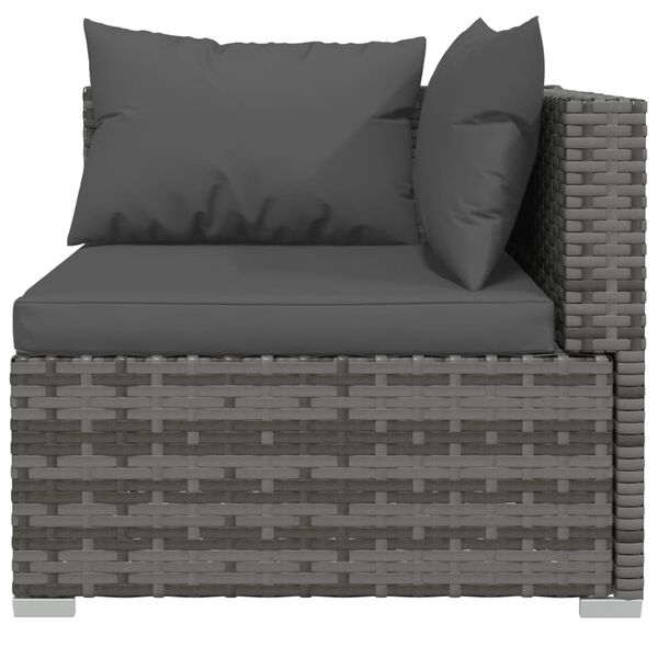 vidaXL 13 Piece Garden Lounge Set with Cushions Grey Poly Rattan
