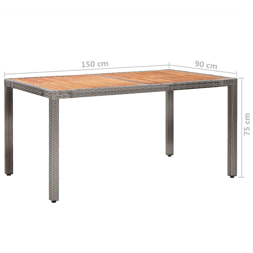 vidaXL 7 Piece Outdoor Dining Set with Cushions Poly Rattan Grey