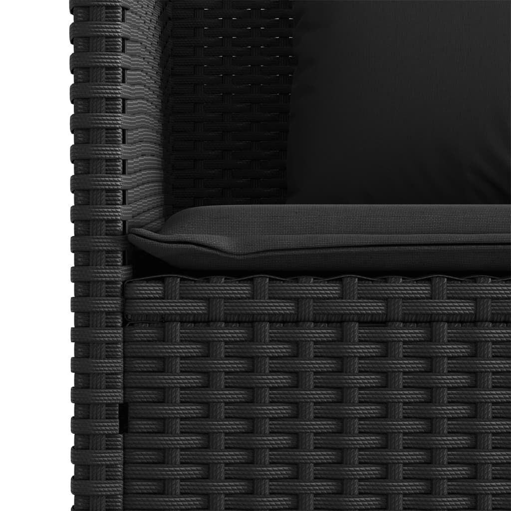 vidaXL Garden Bench with Cushions Black Poly Rattan