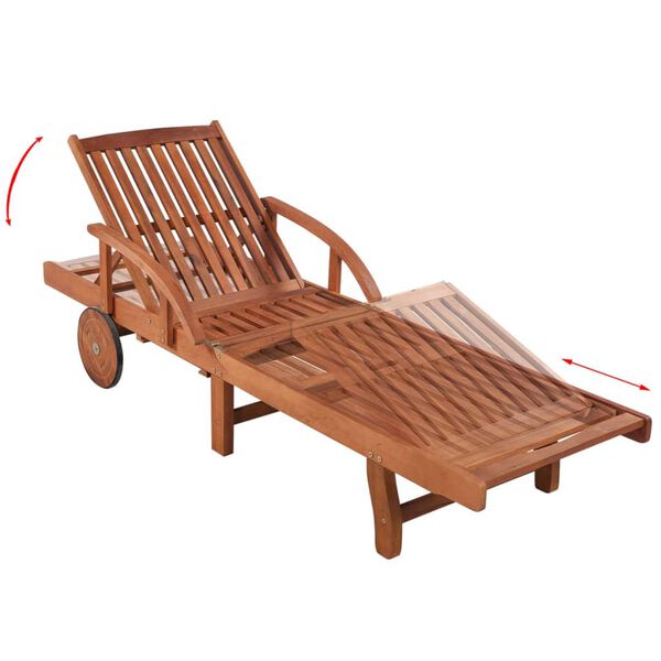 vidaXL Sun Lounger with Cushion Solid Acacia Wood