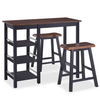 vidaXL Bar Set 3 Pieces MDF Black, black vidaXL Bar Set 3 Pieces MDF Black