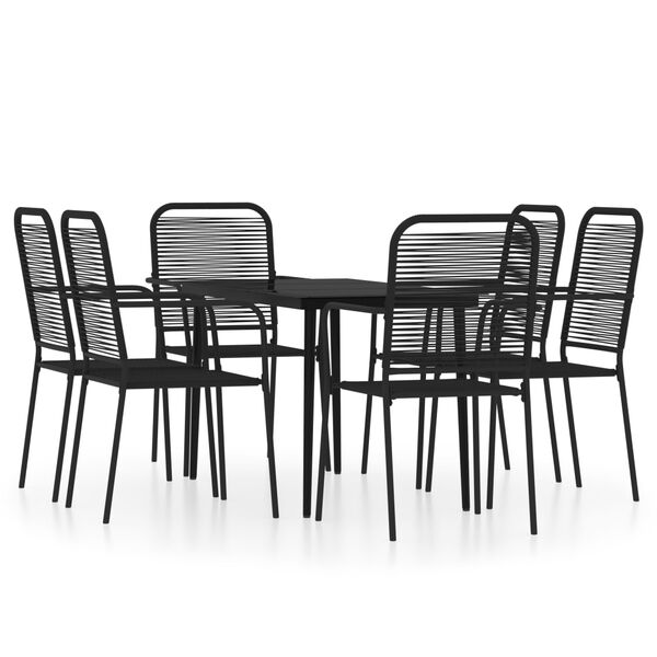 vidaXL 7 Piece Garden Dining Set Black