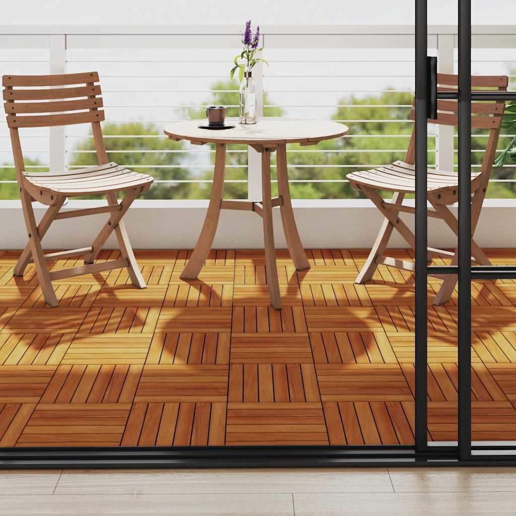 Decking Tiles Vertical Pattern 30 x 30 cm Acacia Set of 30