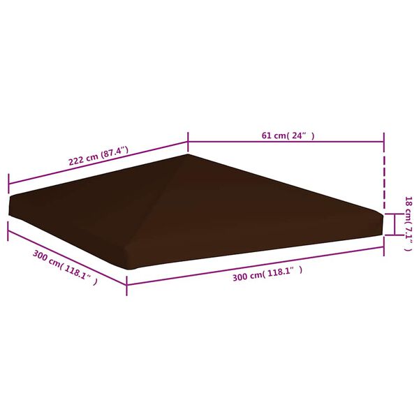 vidaXL Gazebo Top Cover 310 g/m² 3x3 m Brown