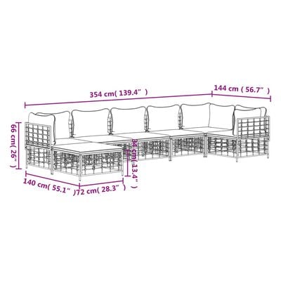 vidaXL 7 Piece Garden Lounge Set with Cushions Anthracite Poly Rattan