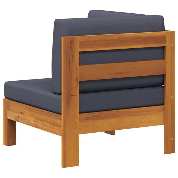 vidaXL Corner Sofa with Dark Grey Cushions Solid Acacia Wood