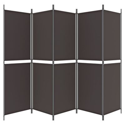 vidaXL 5-Panel Room Divider Brown 250x180 cm Fabric, brown vidaXL 5-Panel Room Divider Brown 250x180 cm Fabric