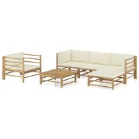 vidaXL 6 Piece Garden Lounge Set with Cream White Cushions Bamboo, cream vidaXL 6 Piece Garden Lounge Set with Cream White Cushions Bamboo
