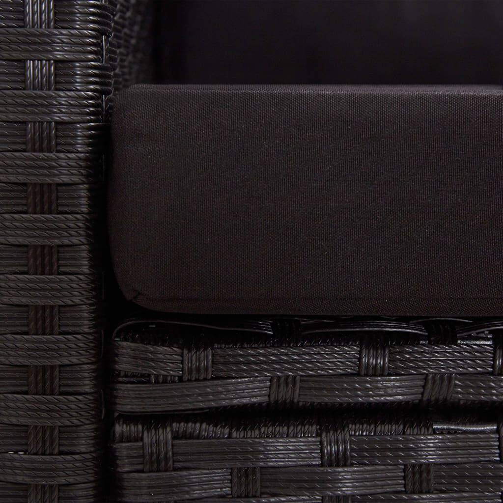 vidaXL 2-Seater Garden Sofa with Cushions Black 124 cm Poly Rattan
