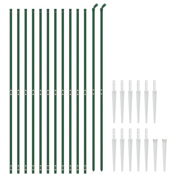vidaXL Chain Link Fence with Spike Anchors Green 1.6x25 m