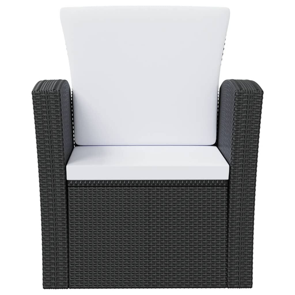 vidaXL 16 Piece Garden Lounge Set with Cushions Poly Rattan Black