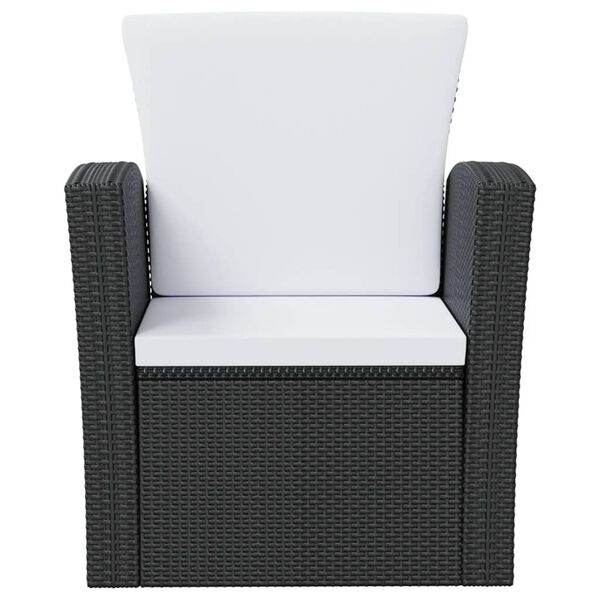 vidaXL 16 Piece Garden Lounge Set with Cushions Poly Rattan Black